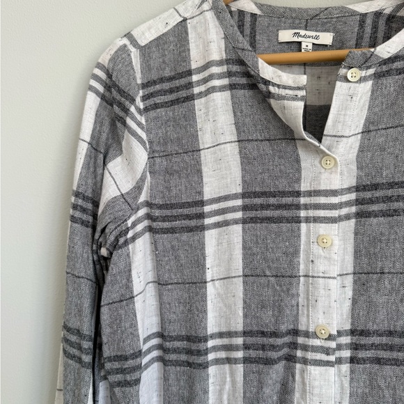 Madewell Plaid Collarless Button Down Top - Picture 6 of 9